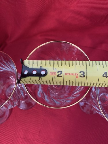 4 VASOS DE AGUA DE VINO REGENT ORO ÓPTICO REMOLINO INDUSTRIAS CRISTALINAS Borde Dorado - Imagen 9 de 24