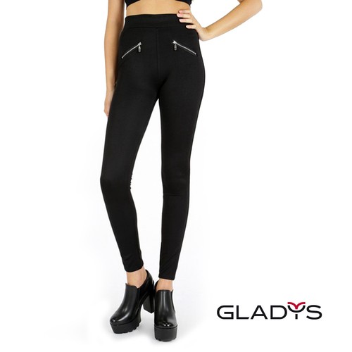 GLADYS LEGGINS PANTALONE DONNA LUNGO INVERNALE IN TESSUTO TECNICO ELEGANTE  NERO | eBay