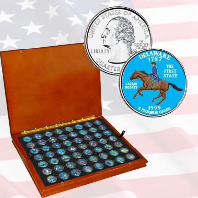 アート・デザイン・音楽 STATE SERIES QUARTERS (1999-2009) 1999-2009 STATE QUARTER SET W/PLACEMENT DIAGRAM MINT