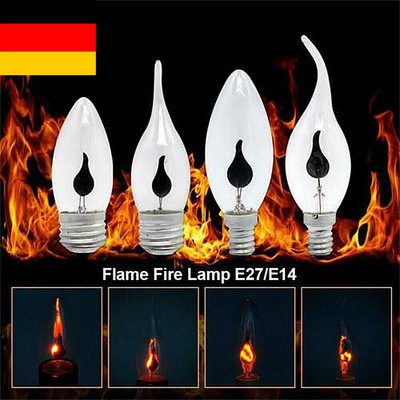 E14/E27 LED FLACKER Feuer Flamme Kerze Glühbirne Atmosphäre Wohnkultur Lampe