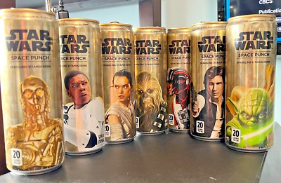 7 Gold Star Wars Collector's Edition Space Punch Cans - Opened