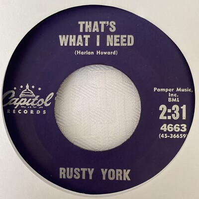 Rusty York 45 That's What I Need / Just Like You Capitol rockabilly 1961 VG/VG+