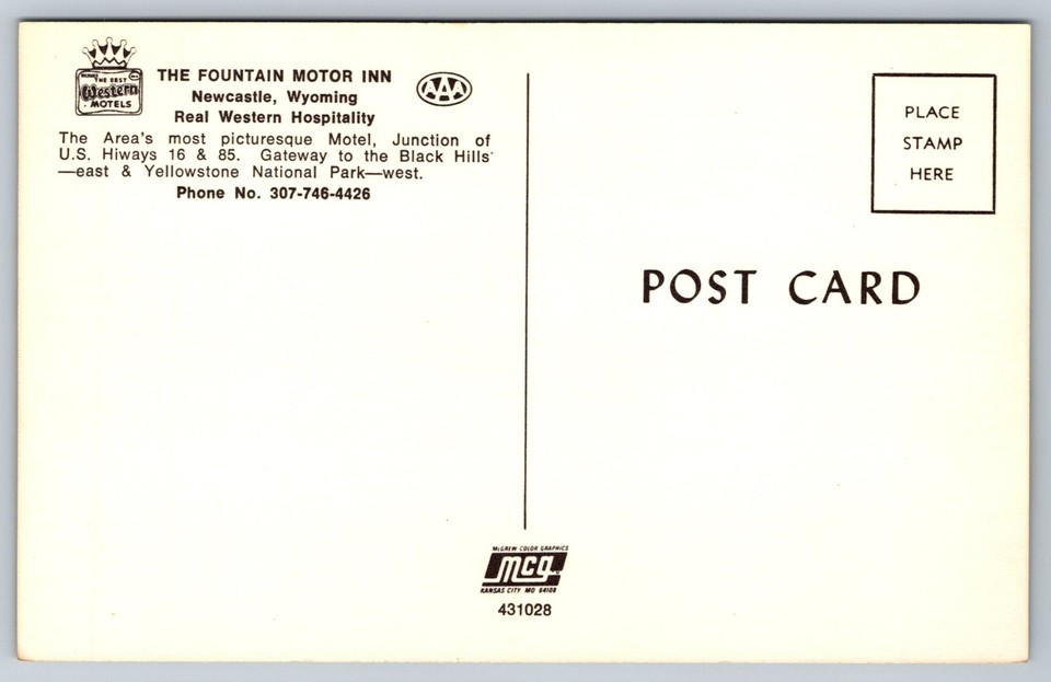 Vintage Postcard WY Newcastle Fountain Motor Inn Lake Ducks 3709 eBay