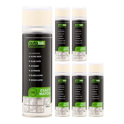6x Autotek Volkswagen Alpinweiß hochdeckender Aerosol-Sprühlack 300 ml