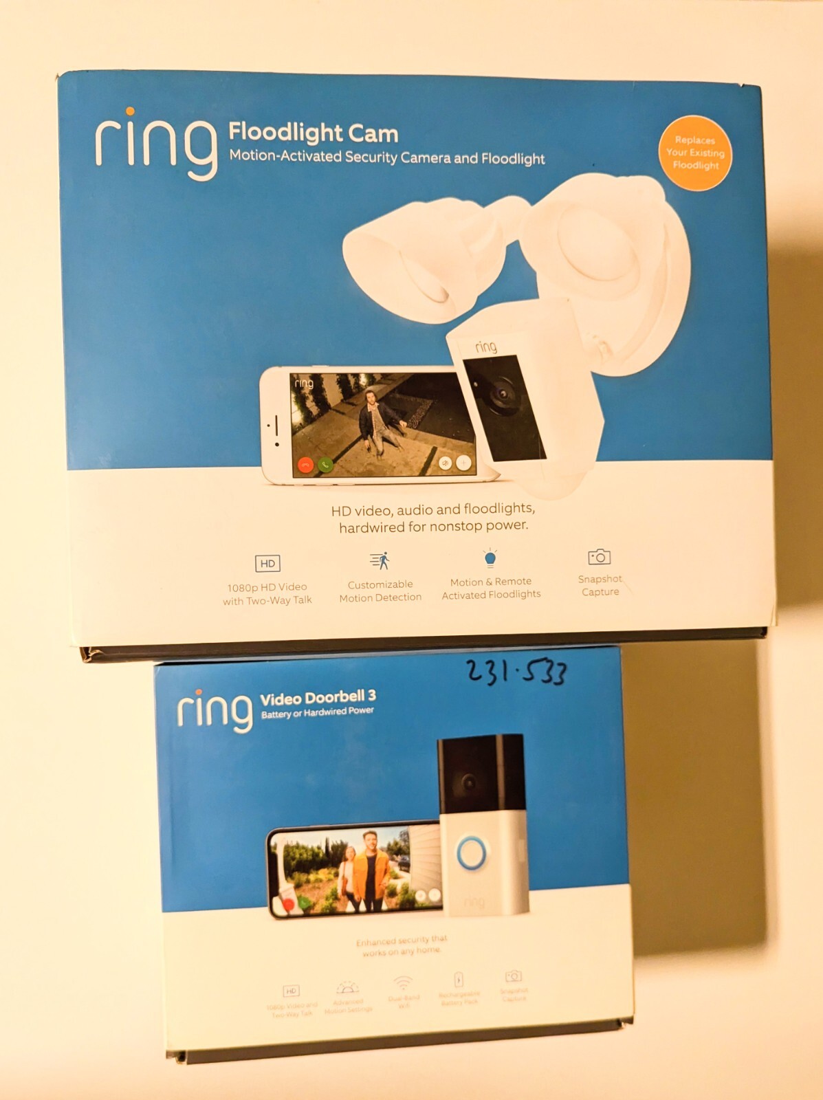 Ring Floodlight Cam Wired + Ring Doorbell + Chime-image