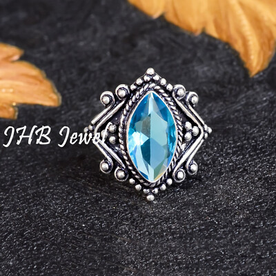London Blautopas Edelstein 925 Sterling Silber Neu eingetroffen Ring Hochzeit...