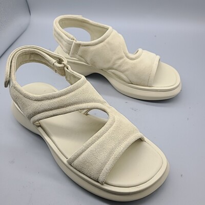 Vince Womens Sandals Size 6.5 Ivory Suede Fresca Flat Strappy Shoes New