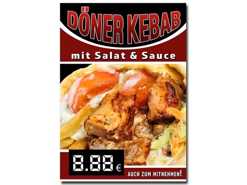 Aufkleber / Plakat / Poster - DÖNER KEBAB WERBUNG - versch. Din-Formate ...