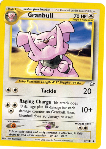 Granbull 37/111 Neo Genesis Pokemon Card