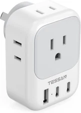 Australia New Zealand Power Adapter Type I Plug 4 Outlets 3 USB (2 USB C)
