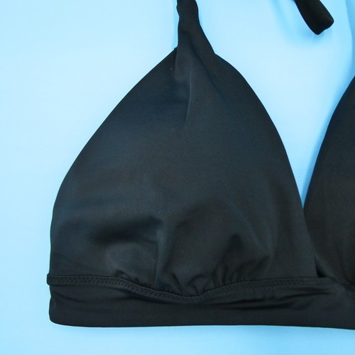 Victorias Secret Large Black Triangle Halter Plunge Padded Bikini Top Swimwear - Picture 2 of 7