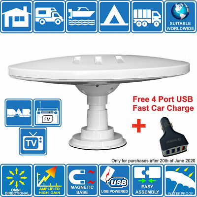 HELIO - MAGNET Digital Omnidirektional TV UKW DAB Antenne für Wohnmobil Boot LKW