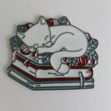 Cat Laying On books Enamel Hat Label Pin