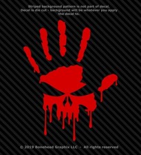 Bloody Skull Left Hand Print Vinyl Decal Sticker Walking Dead Punisher-25 Colors
