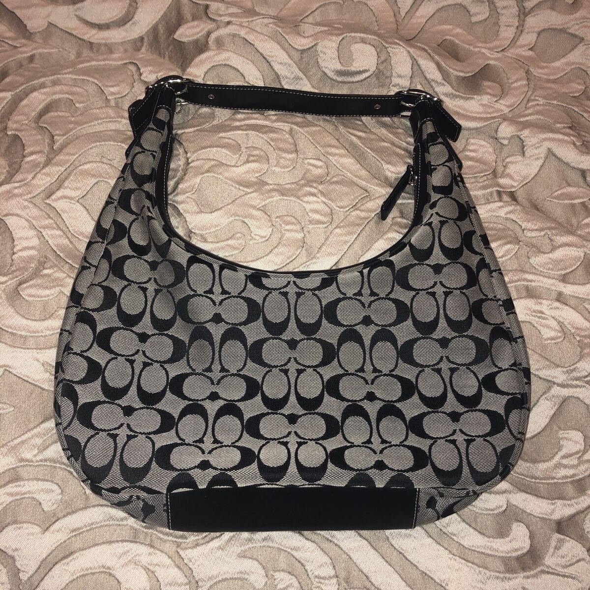 Coach Signature Soho Hobo Shoulder Bag Black Monogram Luxury Coach Signature Soho Hobo Shoulder Bag Black Monogram Luxury