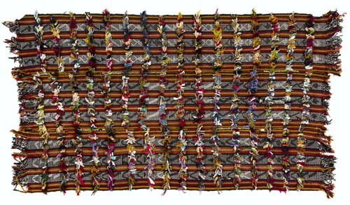 4.8x8.6 Ft Vintage Kilim Rug with Colorful Poms. Floor Cover, Wall Hanging - Picture 5 of 5