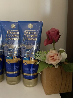 2 New FROSTED COCONUT   SNOWBALL BATH & BODY WORKS 24 HR MOI BODY CREAM LOTION