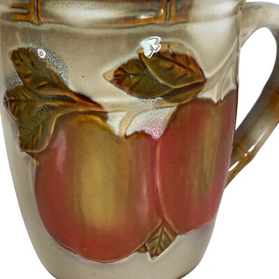 Embossed Apple Stoneware Mug Set of 2 Coffee Cup 16 oz Country Farmhouse |  eBay