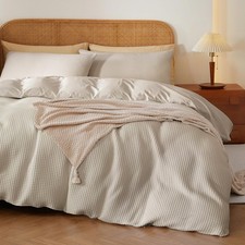 100 Egyptian Cotton Duvet Cover Set Queen Size, Waffle Weave Duvet Cover, 60...