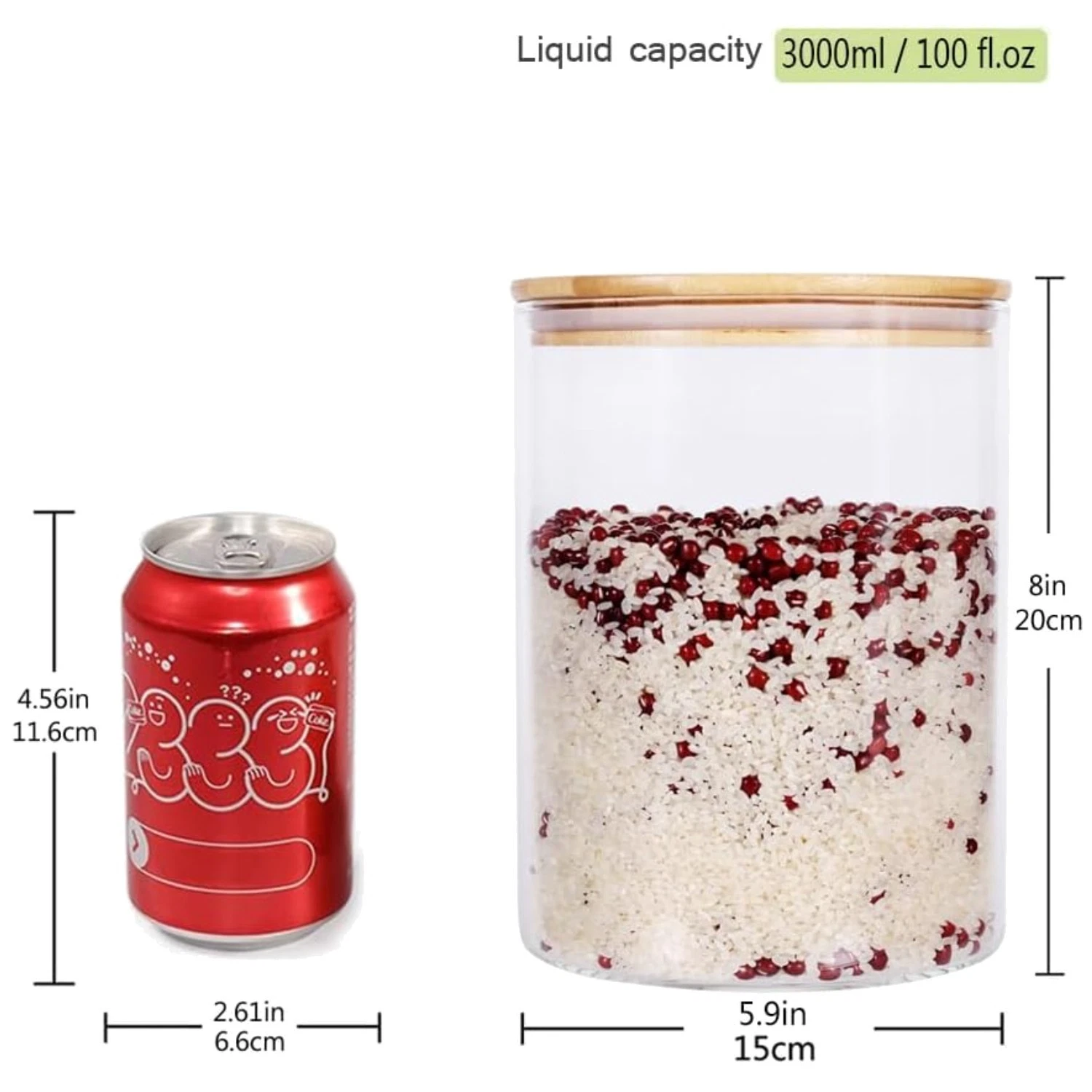 Large Glass Food Storage Jars with Airtight Bamboo Lids