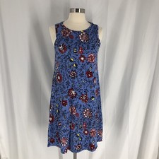 LOFT Outlet Womens Small Blue Paisley Swing Dress Sleeveless