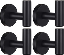 Towel Hooks for Bathroom,4 Packs Wall Mount Towel Holder,Black Matte Wall Robe H
