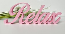 Relax Word Sign Pink Ornaments Gift Decoration Freestanding Shelf Sign 
