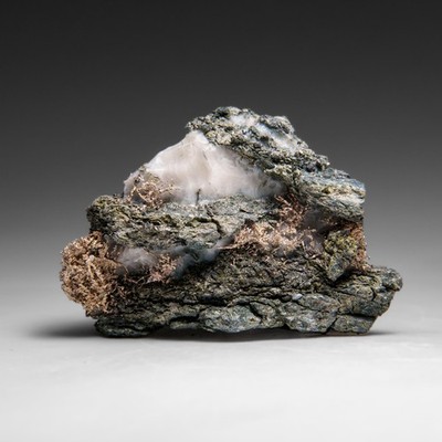 Native Silver on Calcite Crystal Cluster  Matrix from Morocco