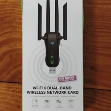 Wi-Fi 6 Dual-Band USB Wireless Adapter Black 2.4G/5G High-Gain Antenna for PC
