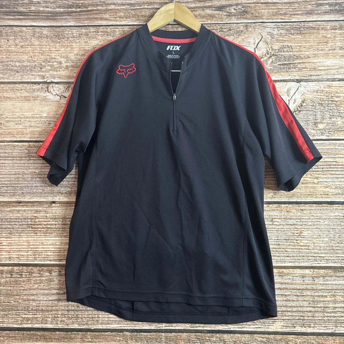 Maillot Fox Racing Homme Manches Courtes, Noir, Respirant Et Stretch Avec Poche Arrière