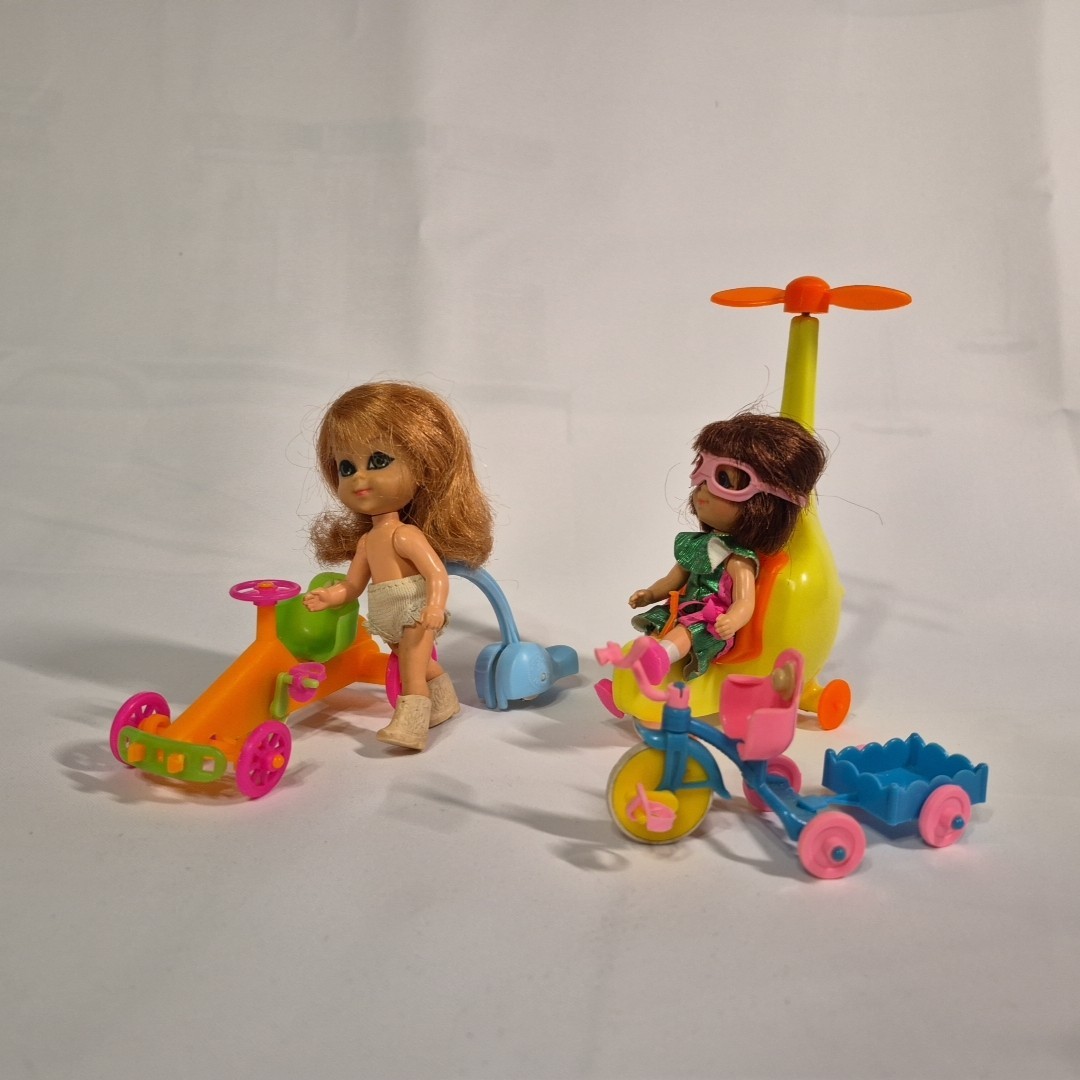 Little Kiddles - 3 Traveliddles w Helicopter, Tricycle With 