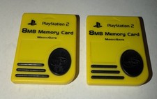 2pk Sony PlayStation 2 PS2 Nyko MagicGate Memory Cards 8MB Yellow Tested