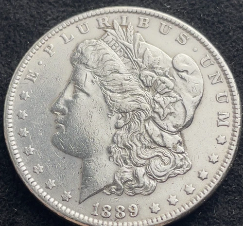 1889 $1 MORGAN SILVER DOLLAR, AU-/VF+, NICE DETAIL AND SHINE, PLS READ #00146