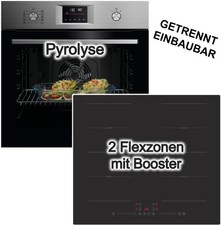 Herdset AEG Backofen Pyrolyse Edelstahl + PKM Induktionskochfeld 2 Flex-Zonen