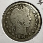 1897 Barber Quarter 25C Silver U.S. Coin - VG Detail