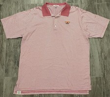 PETER MILLAR Men's XL Short Sleeve Pink Striped Polo Shirt Baltusrol Golf Club