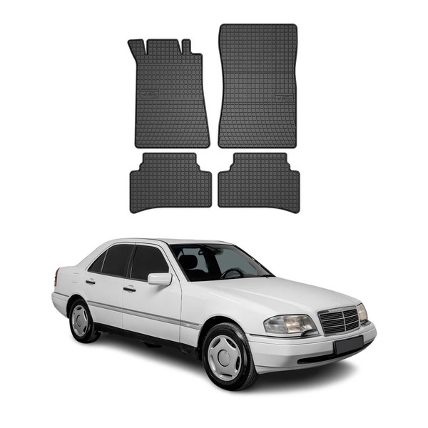 Omac Gummi FußMatten FüR Mercedes C Klasse W202 1993-2001 Automatten Schwarz 4X-image