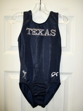 GK Elite CL Blue Foil TEXAS Leotard Gymnastic Practice Competition Rhinestone
