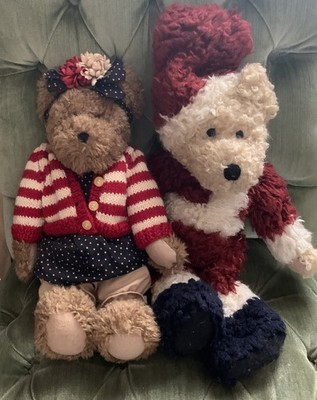 2 Vintage Boyd s Teddy Bears Jointed Plush Gloria Bearsevelt Sandy Claus