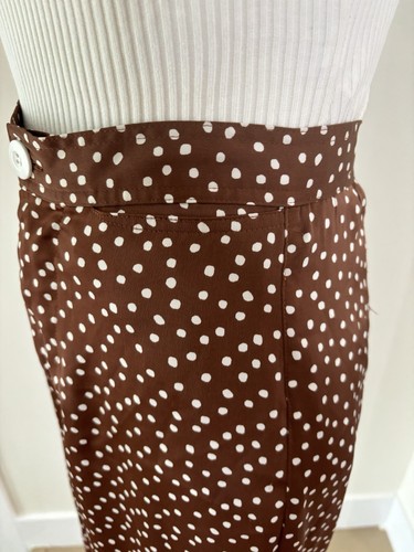 Urban Outfitters UO Olympia Satin gepunktet hoher Bund weites Bein Hose braun Small - Bild 5 von 11