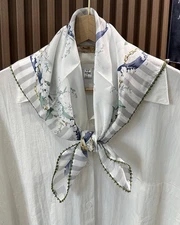 100% Mulberry Silk Wrap 65X65cm Square Scarf Neckerchief Blue cashew Print new