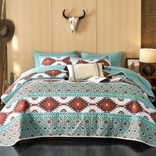 - Western Comforter Set, Southwestern Aztec Country Style with Rustic Ranch Vibe