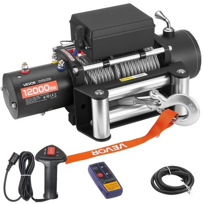 Electric Winch, 12000 lbs Load Capacity, 12V DC Truck Winch with Φ0.36 in x 80 f