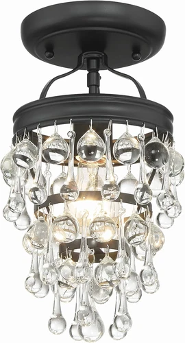 Calypso Matte Black 1-Light Semi Flush Mount Ceiling Light Fixture - Picture 1 of 5