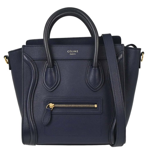 Celine Navy Leather Nano Luggage 2way Tote Bag F-AT-0144 F-CU-0144 188081