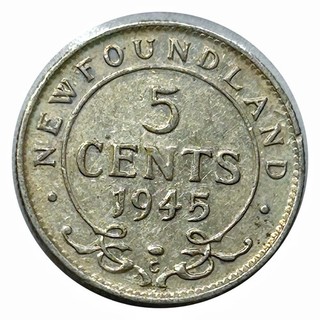 1945 Newfoundland 5 Cent Silver Coin High Grade Very Fine Rare Coin#0613