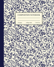 Composition Notebook College Ruled: Vintage Blue Floral Botanical Illustration 