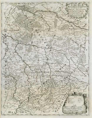 Li Ducati di Brunswick e Lunesburg  Ostniedersachsen ROSSI/CANTELLI 1691 Karte