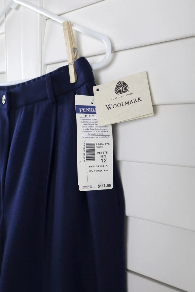 Pantalones de vestir PENDLETON NUEVOS CON ETIQUETAS $114 vintage azul marino 100 % lana virgen talla 12 pequeños Foto 3 de 4