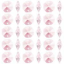 K9 Crystal Octagon Beads 2 Holes 100 Pack 14mm Chandelier Prisms, Pink